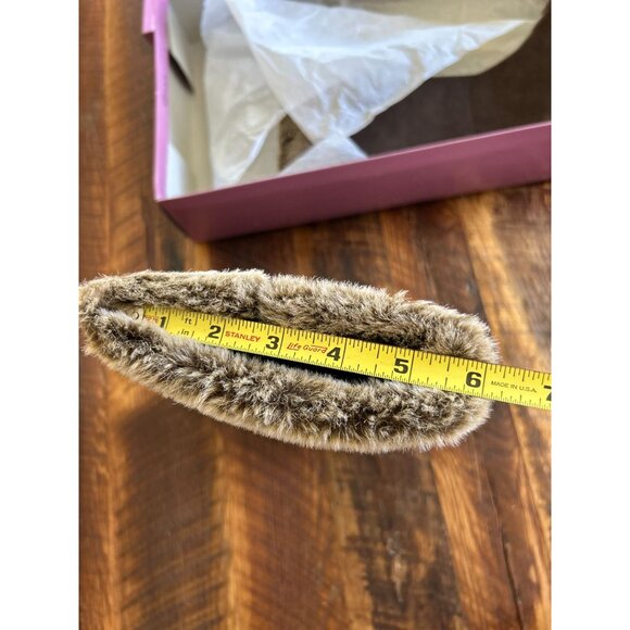 Cinderella Of Boston Brown Micro Suede Boots 2.5M Faux Fur Trim & Box - Picture 13 of 14